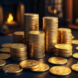 columns of gold coins