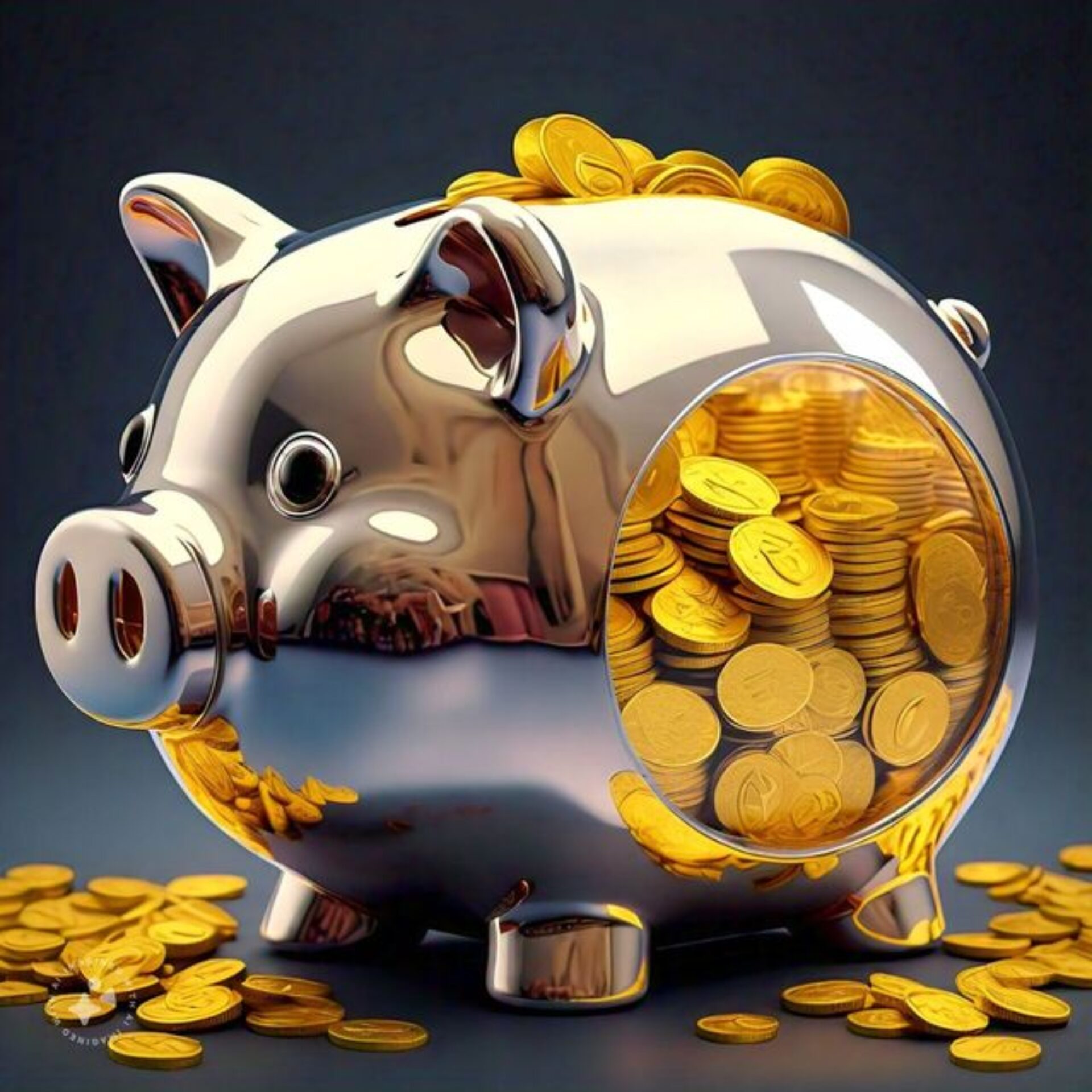 Savings Gold coins on Piggy Bank